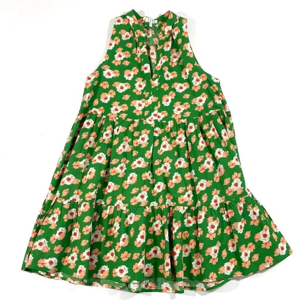 TCEC Met You In Summer Floral Mini Dress Green - Picture 2 of 7